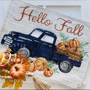 Farmhouse Blue Truck With Pumpkins Placemats